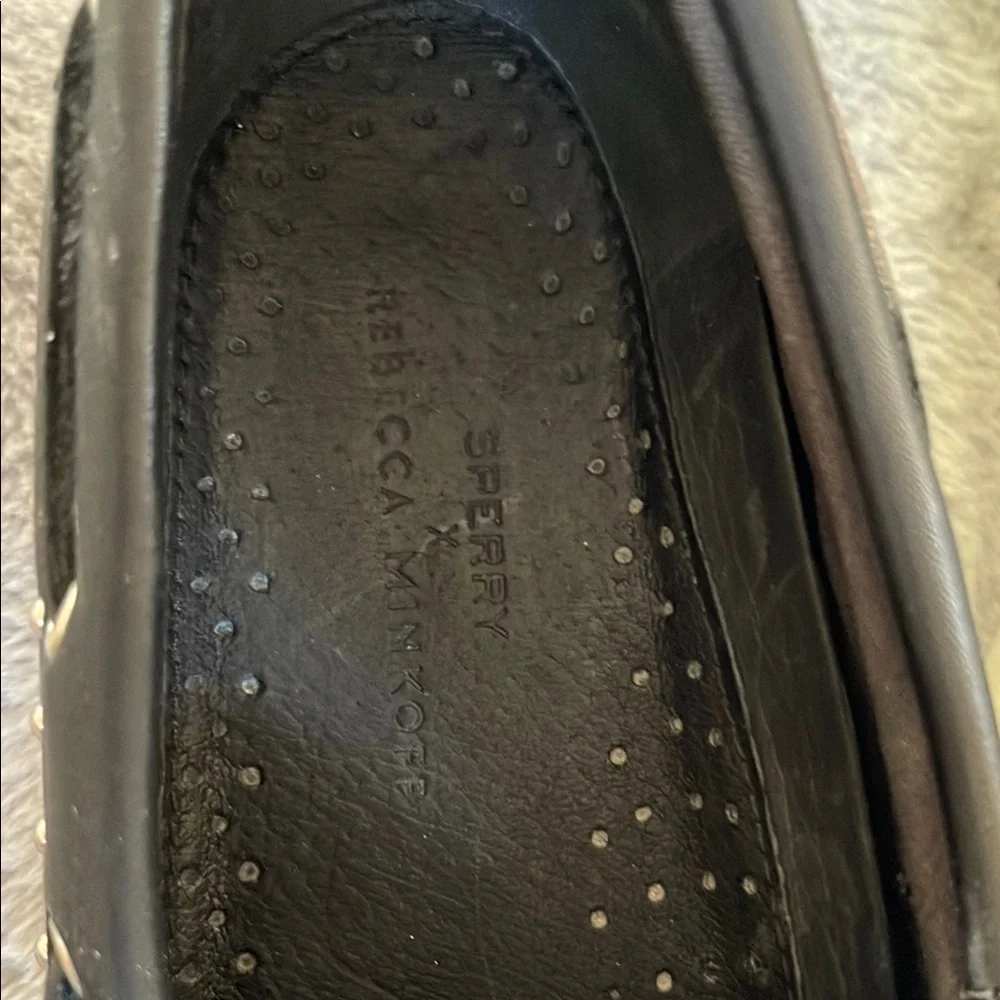Sperry Black and White Studded Boat Shoes